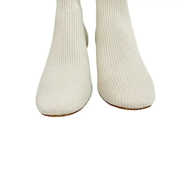 EVERLANE The Day Glove Ribbed Round Toe Pull On Sock Boot in Bone - Picture 10 of 10